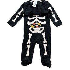 Carter's Just One You Baby Size NB Footed Skeleton Pajama Set Black
